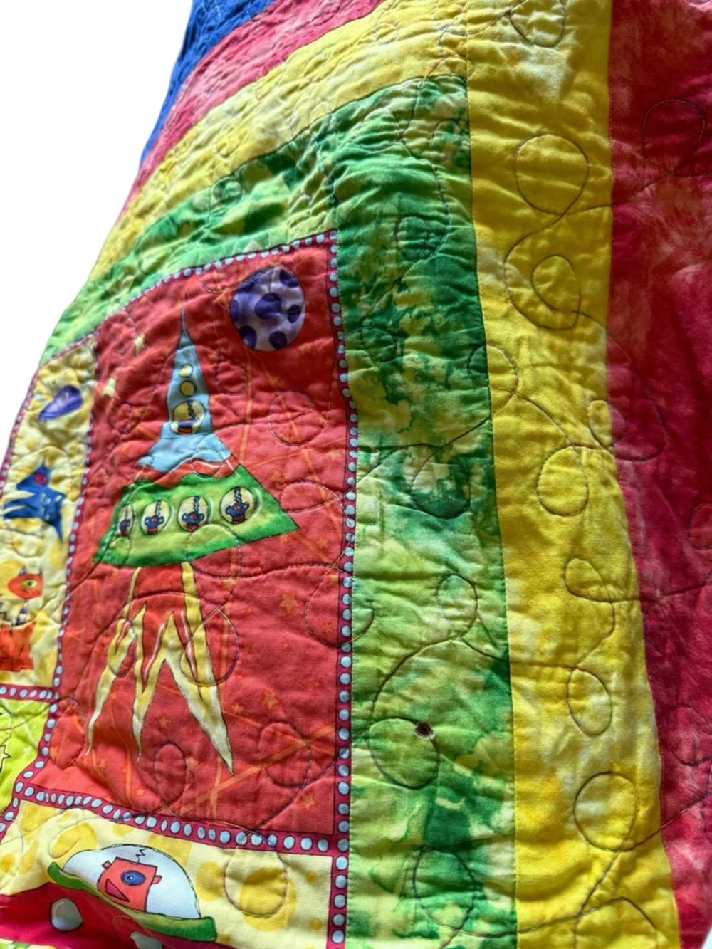 Vibrant, Whimsical Space-Themed Children's Quilt